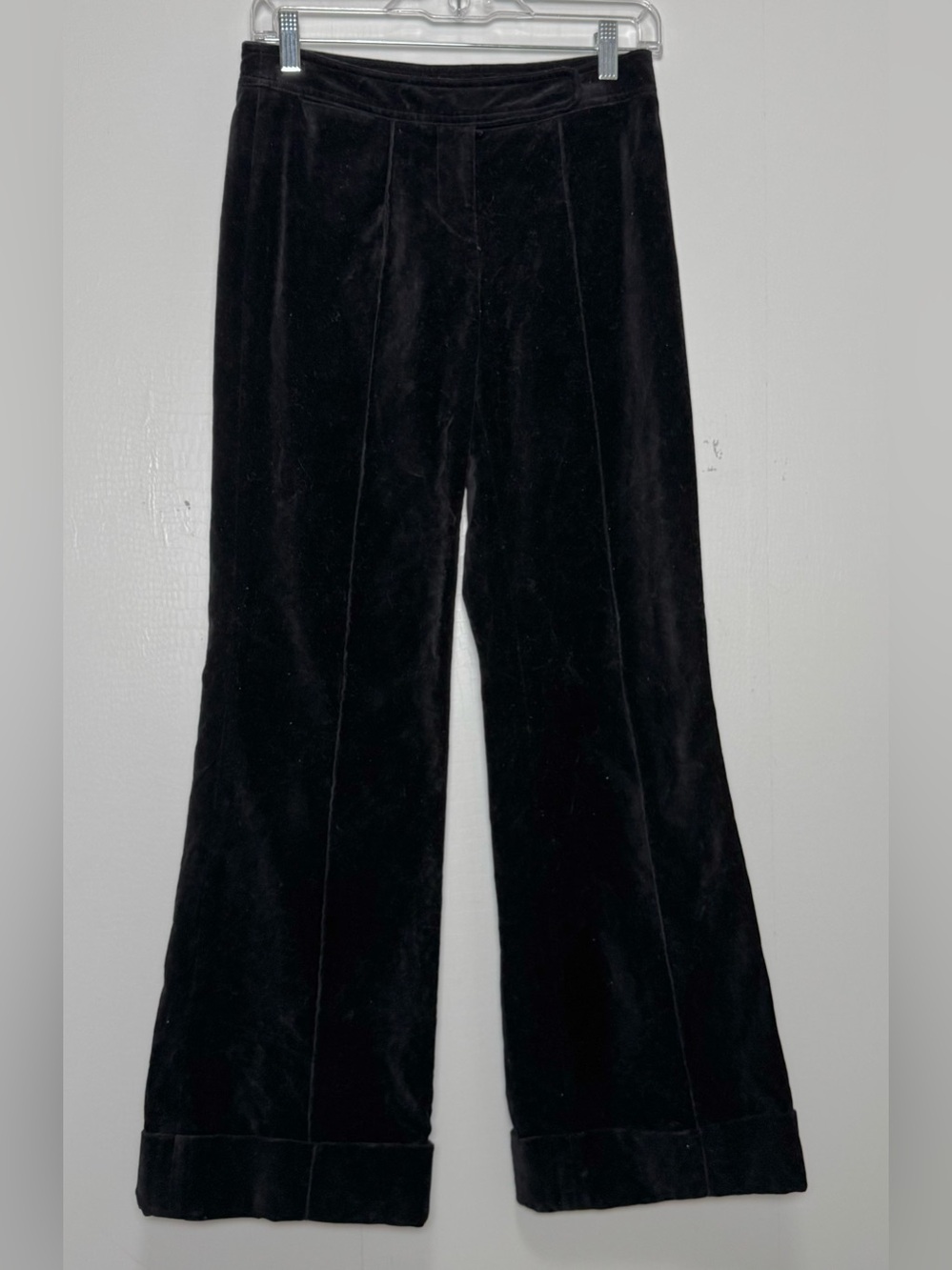 Anthropologie Black Velvet Wide Leg Trouser Pants Size 2